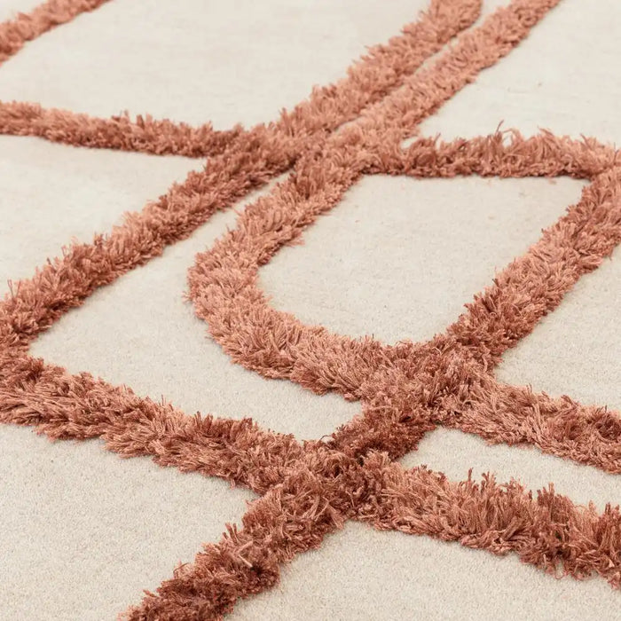 Asiatic infinity copper Orange Living Room Wool Rug.