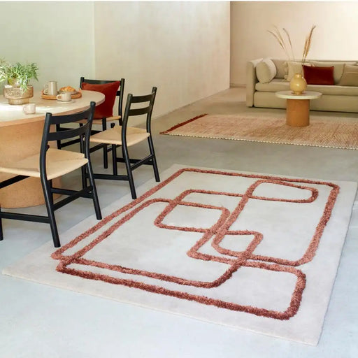 Asiatic infinity copper Orange Living Room Wool Rug.