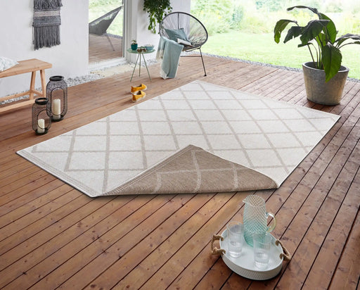 NorthRugs twin supreme corsica linen Beige, Cream Living Room Striped Rug.