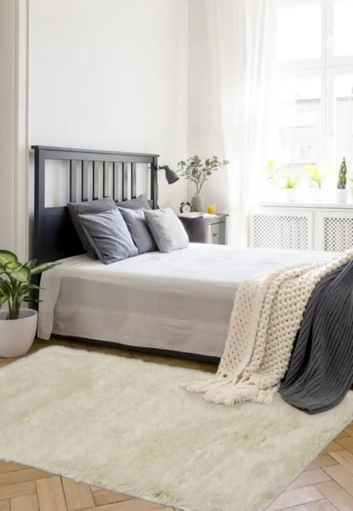 Homemaker soft washable cosy ivory Ivory Living Room Shaggy Rug.