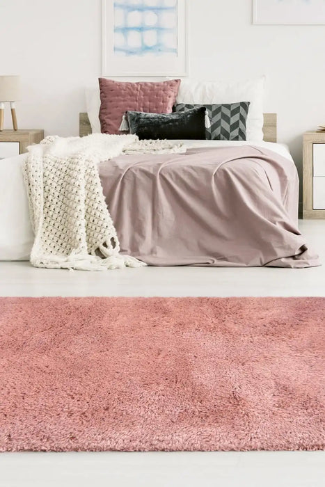 Homemaker soft washable cosy pink Pink Living Room Shaggy Rug.
