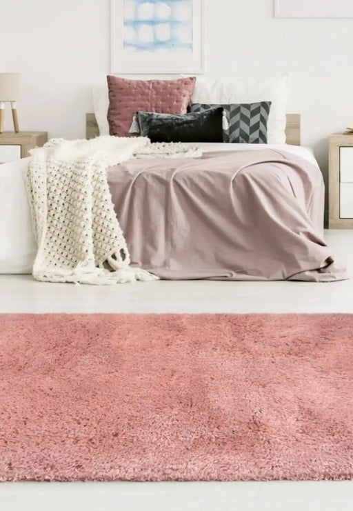 Homemaker soft washable cosy pink Pink Living Room Shaggy Rug.