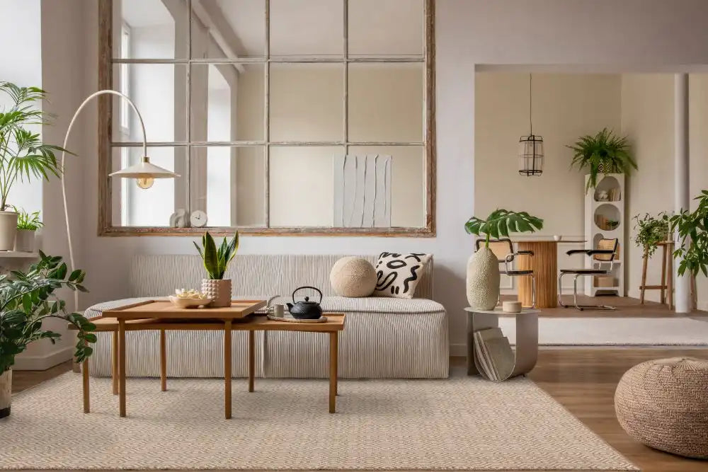 Asiatic global cream mosaic Ivory, Cream Living Room Natural Fibre Rug.