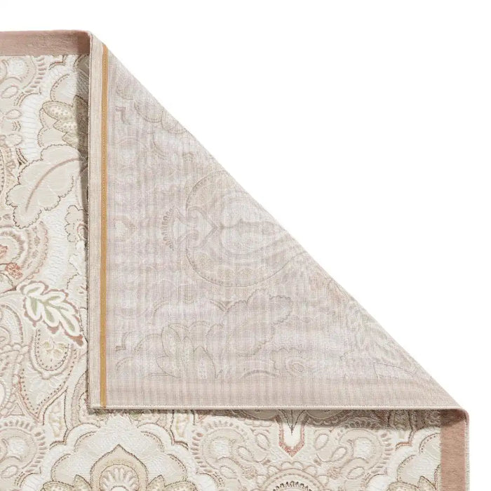 Think Rugs laurence llewelyn bowen damask bronze Brown, Beige Living Room Floral Rug.