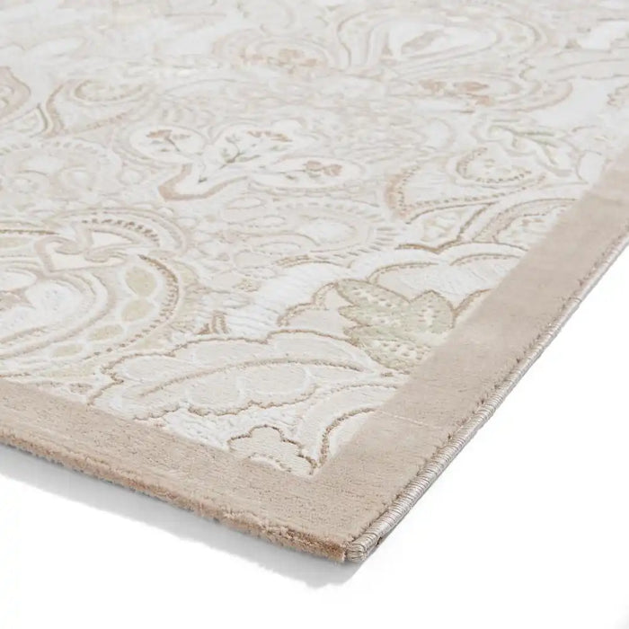 Think Rugs laurence llewelyn bowen damask bronze Brown, Beige Living Room Floral Rug.