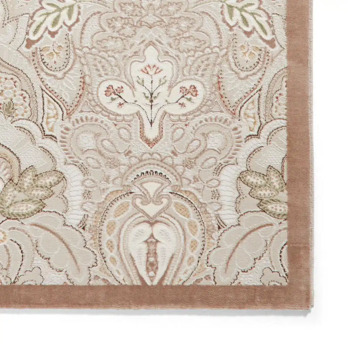 Think Rugs laurence llewelyn bowen damask bronze Brown, Beige Living Room Floral Rug.