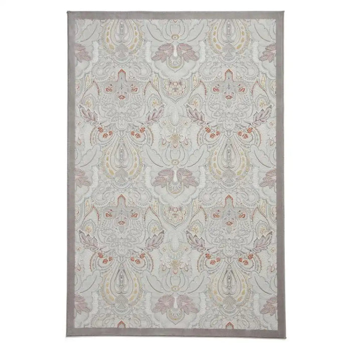 Think Rugs laurence llewelyn bowen damask pearl Grey Living Room Floral Rug.