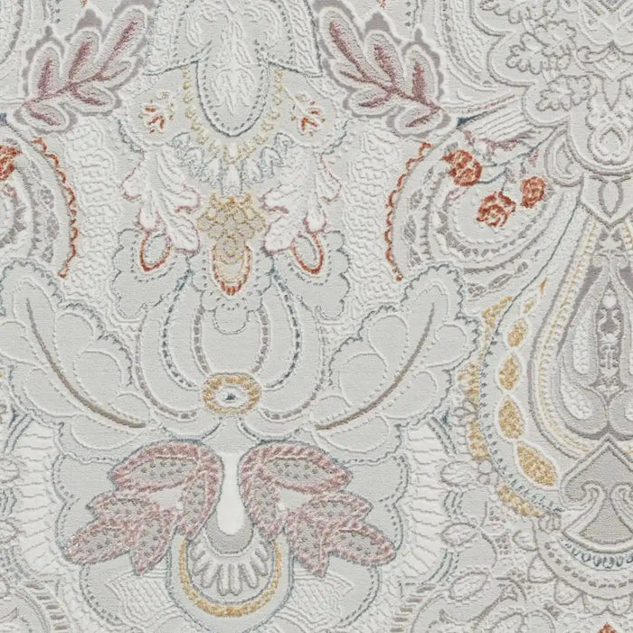 Think Rugs laurence llewelyn bowen damask pearl Grey Living Room Floral Rug.