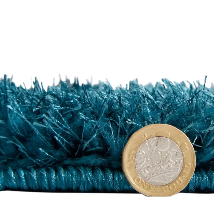 Think Rugs lux shaggy dark green Green Living Room Shaggy Rug.