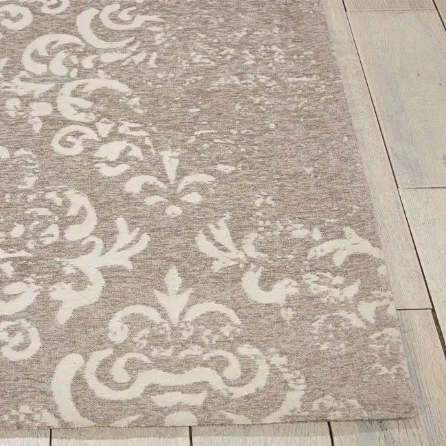 Nourison damask das03 ivory grey Grey, Ivory Living Room Flat Weave Rug.
