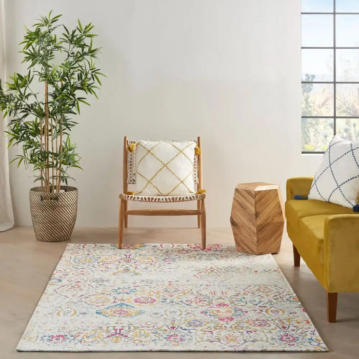 Nourison damask das06 multi Multicoloured Living Room Flat Weave Rug.