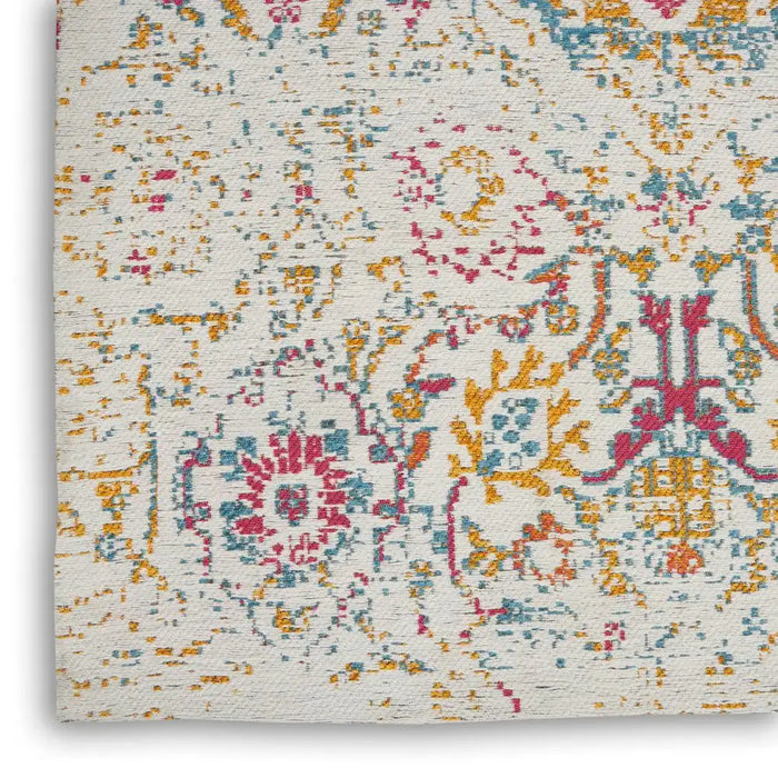 Nourison damask das06 multi Multicoloured Living Room Flat Weave Rug.