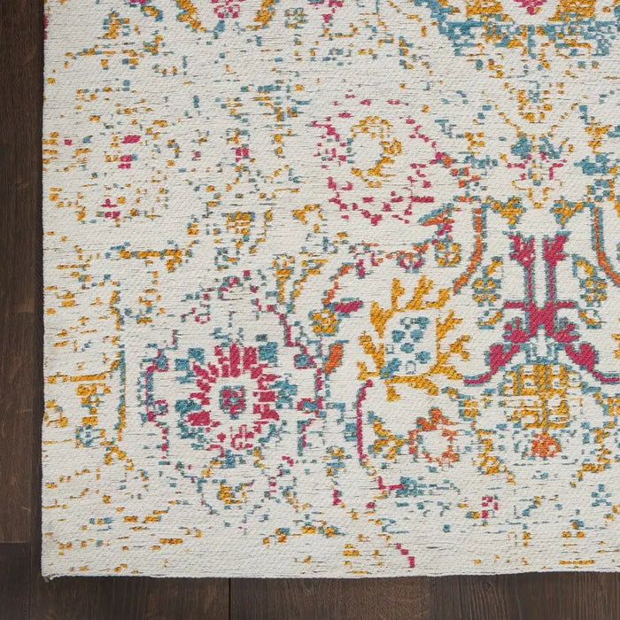 Nourison damask das06 multi Multicoloured Living Room Flat Weave Rug.