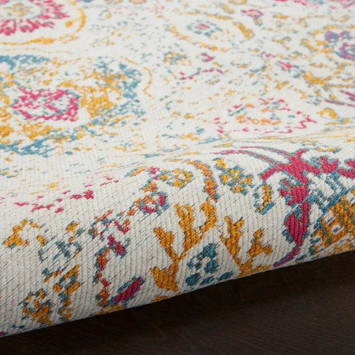 Nourison damask das06 multi Multicoloured Living Room Flat Weave Rug.