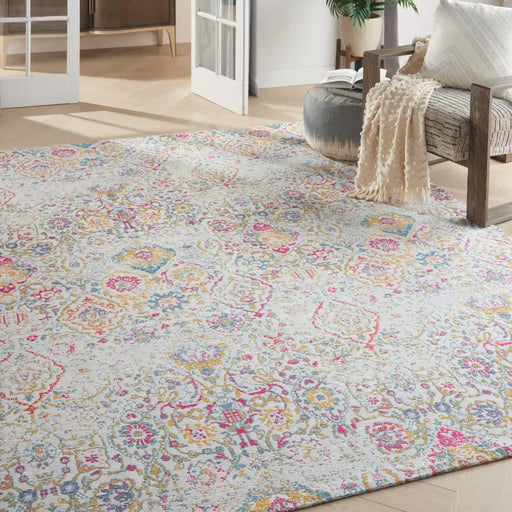 Nourison damask das06 multi Multicoloured Living Room Flat Weave Rug.