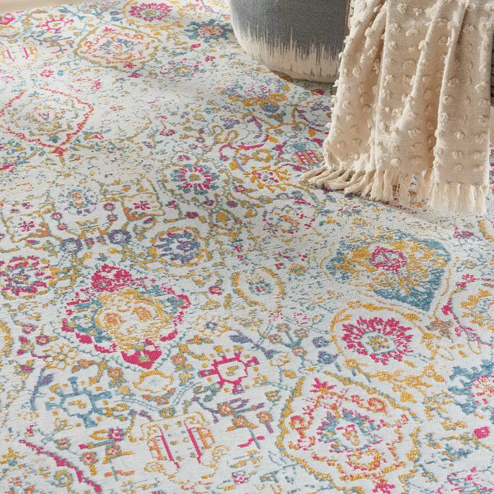 Nourison damask das06 multi Multicoloured Living Room Flat Weave Rug.