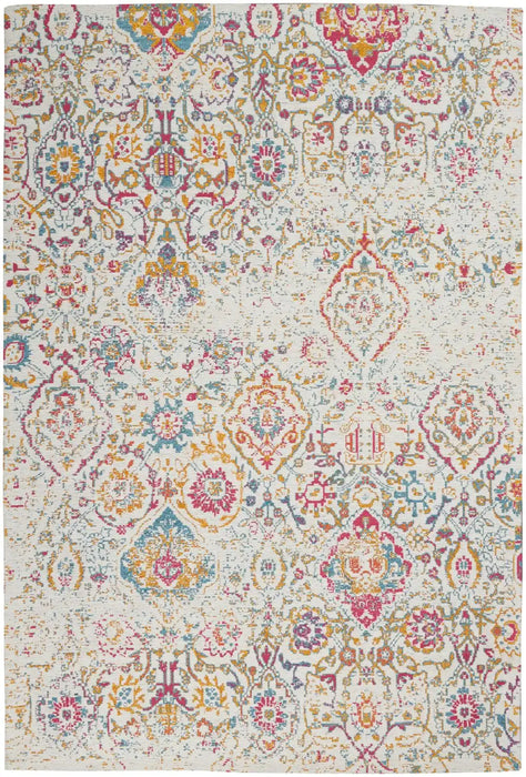 Nourison damask das06 multi Multicoloured Living Room Flat Weave Rug.