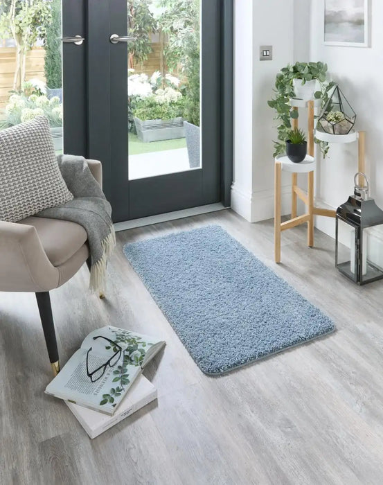 My Mats buddy denim Blue Living Room Shaggy Rug.