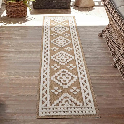 Serdim Rugs harper outdoor diamond cream Beige, Ivory, Cream Living Room Natural Fibre Rug.