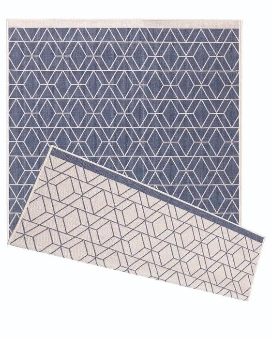 Likewise Matting duo weave indoor outdoor diamonds ocean Blue Outdoor  Flat Weave Rug.