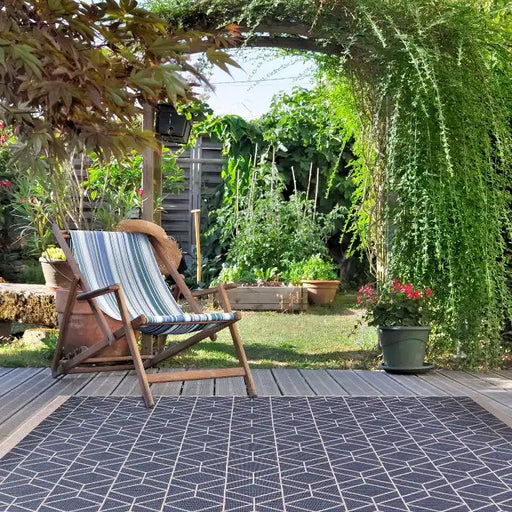 Likewise Matting duo weave indoor outdoor diamonds ocean Blue Outdoor  Flat Weave Rug.