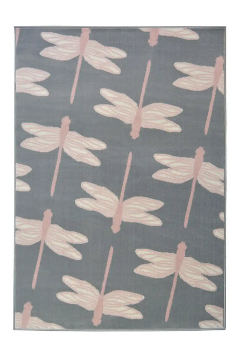 Homemaker maestro dragonfly silver Grey Living Room  Rug.