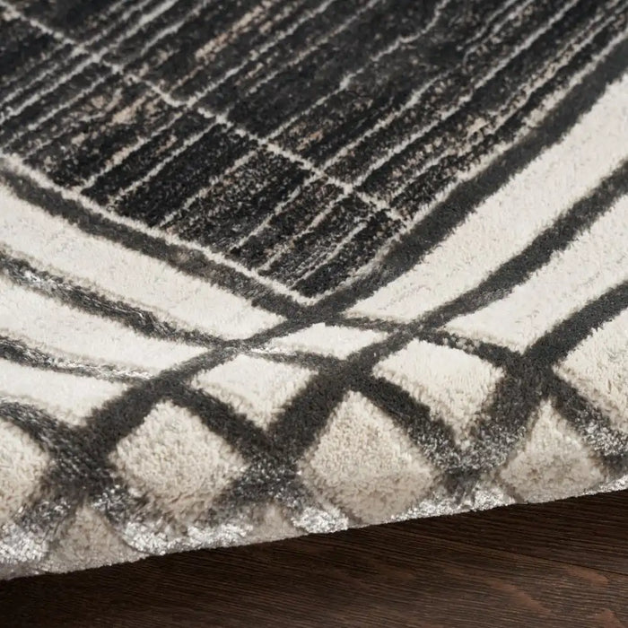 Nourison desire nourison dsr01 charcoal silver Grey, Ivory Living Room Geometric Rug.