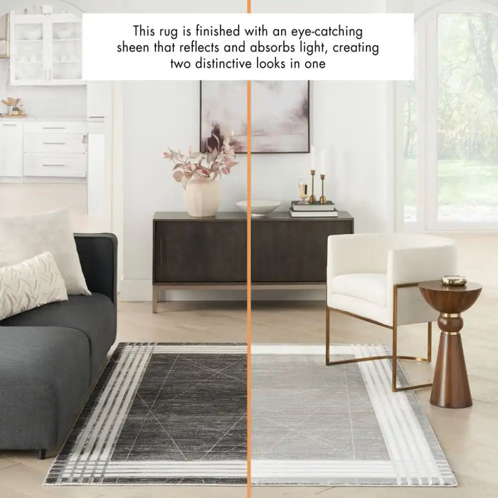 Nourison desire nourison dsr01 charcoal silver Grey, Ivory Living Room Geometric Rug.