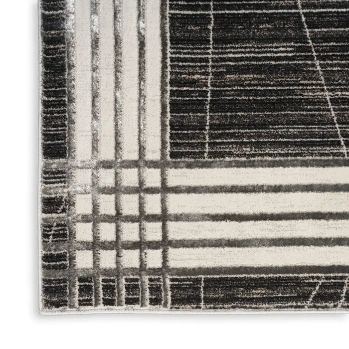 Nourison desire nourison dsr01 charcoal silver Grey, Ivory Living Room Geometric Rug.