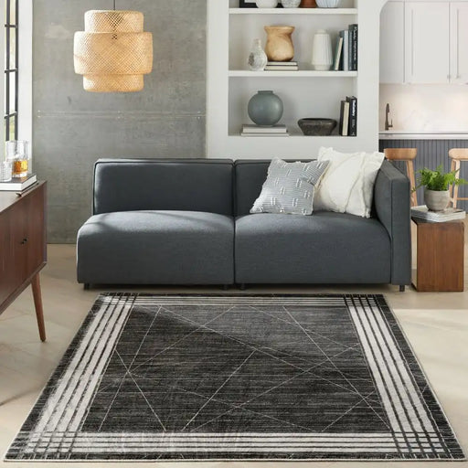 Nourison desire nourison dsr01 charcoal silver Grey, Ivory Living Room Geometric Rug.