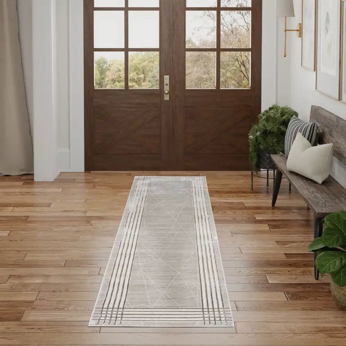 Nourison desire nourison dsr01 grey silver Grey Living Room Geometric Rug.
