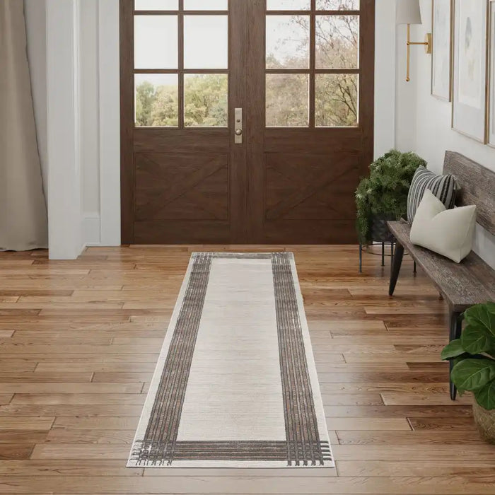 Nourison desire nourison dsr01 ivory silver Grey, Ivory Living Room Geometric Rug.