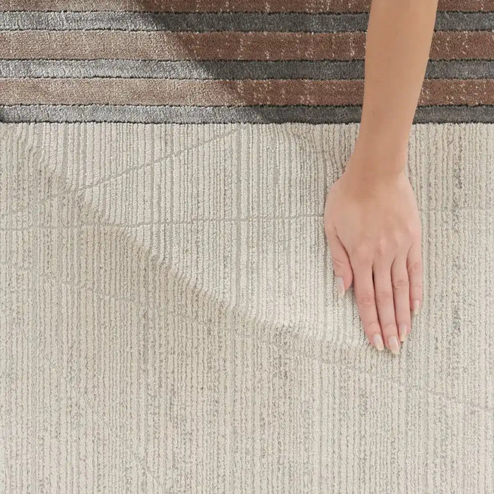 Nourison desire nourison dsr01 ivory silver Grey, Ivory Living Room Geometric Rug.