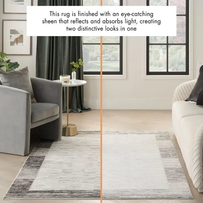 Nourison desire nourison dsr02 grey black Grey, Black Living Room Geometric Rug.