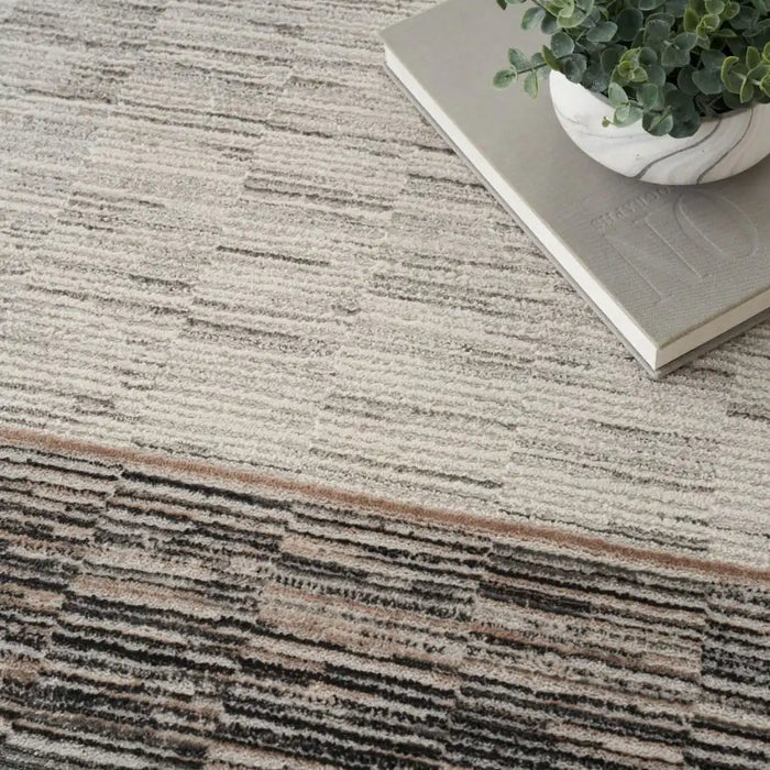 Nourison desire nourison dsr02 grey black Grey, Black Living Room Geometric Rug.