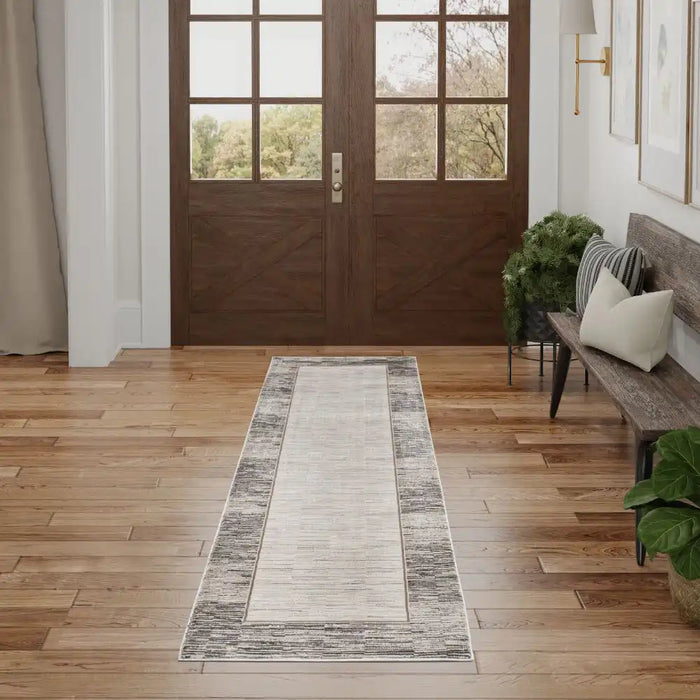 Nourison desire nourison dsr02 grey black Grey, Black Living Room Geometric Rug.
