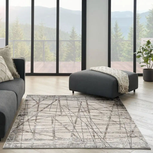 Nourison desire nourison dsr03 grey silver Grey Living Room Geometric Rug.