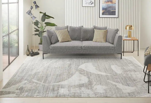 Nourison dune du 155 white light blue Ivory Living Room  Rug.