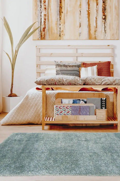 Homemaker lagom duck egg Blue Living Room Shaggy Rug.