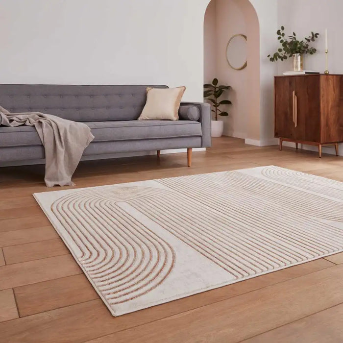 Think Rugs apollo e2683 bronze grey Grey, Beige, Orange Living Room  Rug.