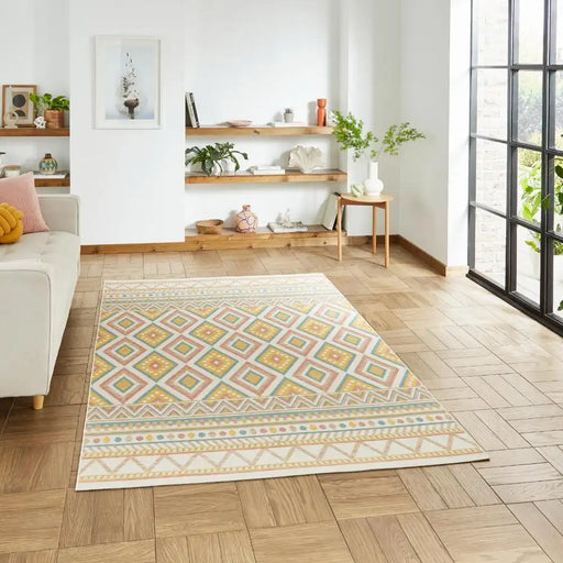 Think Rugs spectrum indoor outdoor e3145 multi Yellow, Multicoloured Living Room Geometric Rug.