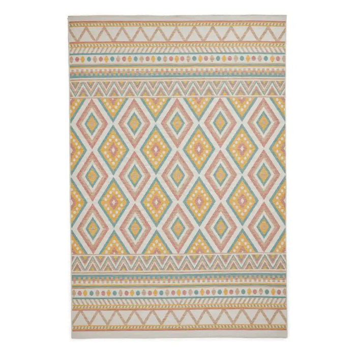 Think Rugs spectrum indoor outdoor e3145 multi Yellow, Multicoloured Living Room Geometric Rug.