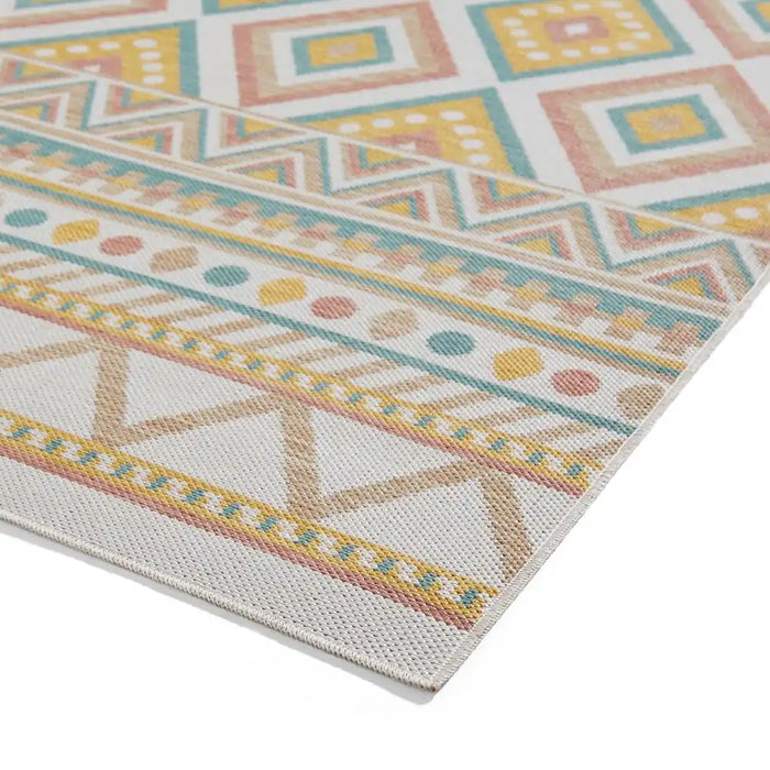 Think Rugs spectrum indoor outdoor e3145 multi Yellow, Multicoloured Living Room Geometric Rug.