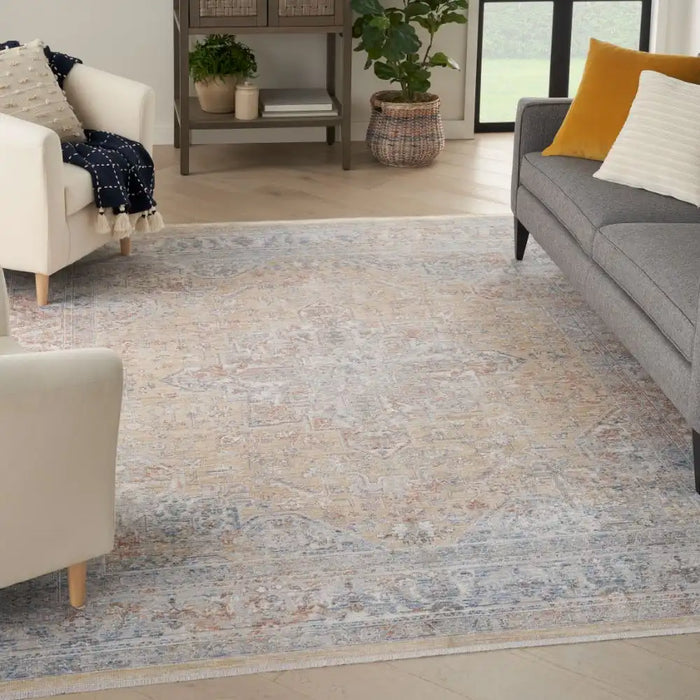 Nourison elegant elh 01 grey gold Grey, Multicoloured Living Room  Rug.
