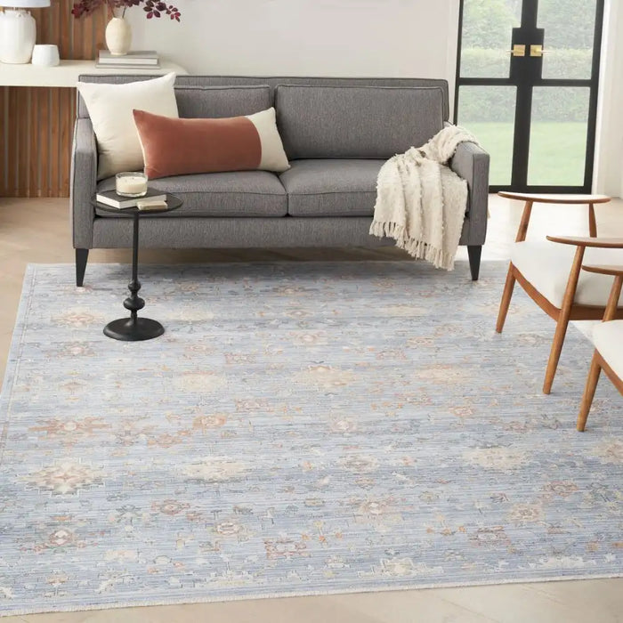 Nourison elegant elh 02 blue ivory Blue, Ivory Living Room  Rug.