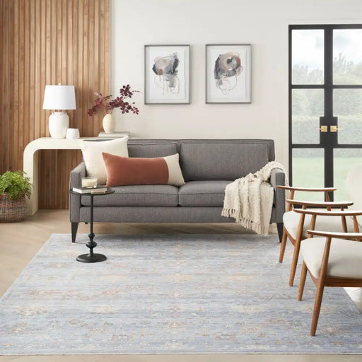 Nourison elegant elh 02 blue ivory Blue, Ivory Living Room  Rug.