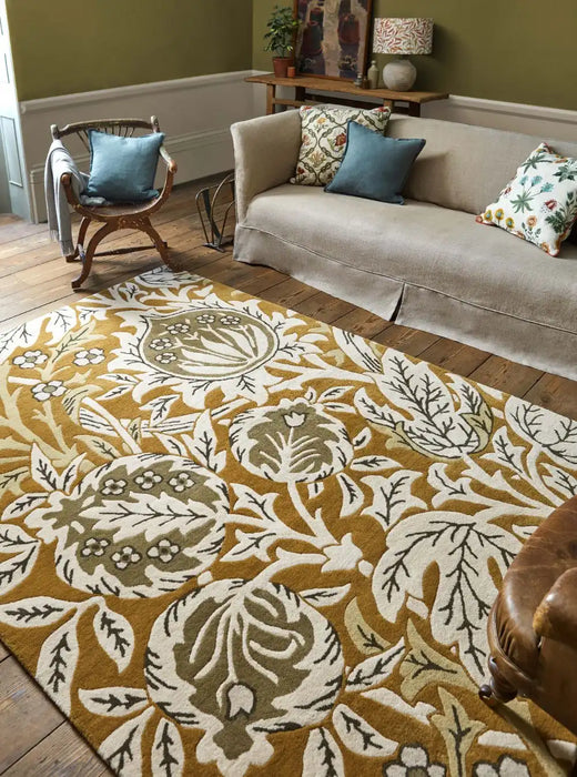 Morris & Co morris and co elmcote gold 127806 Green Living Room Wool Rug.