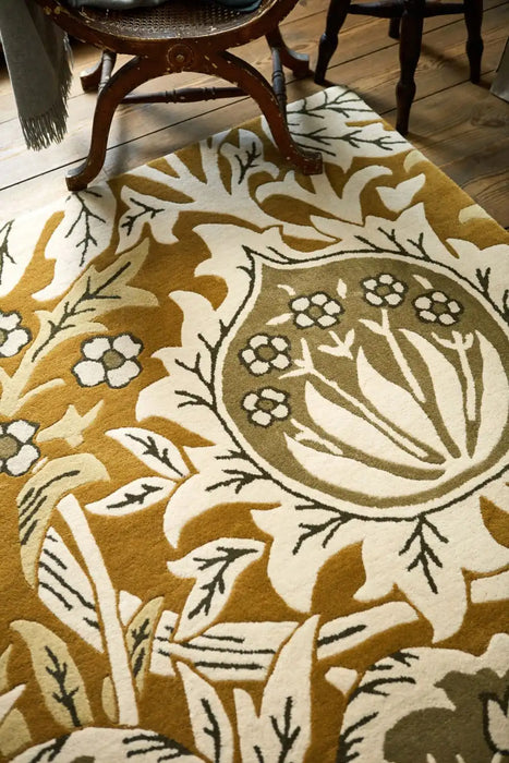 Morris & Co morris and co elmcote gold 127806 Green Living Room Wool Rug.