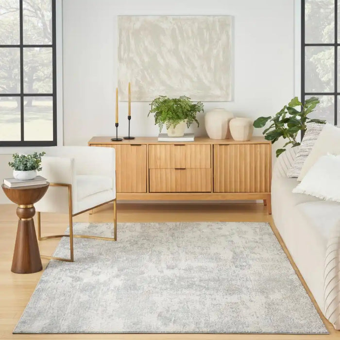 Nourison exhale exl01 light grey Grey Living Room  Rug.