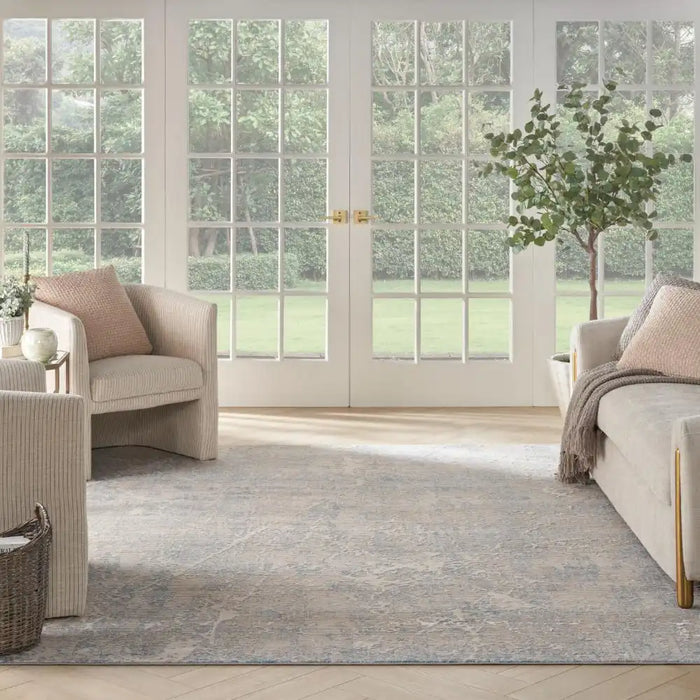 Nourison exhale exl02 beige blue Blue, Beige Living Room  Rug.